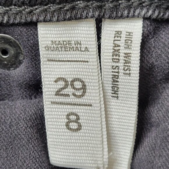 Loft Straight Leg Jeans Women Size 8 Relaxed High Waist Raw Frayed Hem Black New - Picture 8 of 15